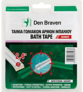 DEN BRAVEN Αυτοκόλλητη ταινία γωνιακών αρμών μπάνιου 40mm X 2,4mt DEN BRAVEN Αυτοκόλλητη ταινία γωνιακών αρμών μπάνιου 40mm X 2,4mt