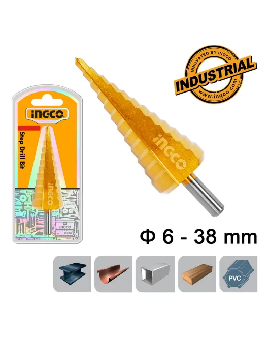 INGCO AKSDS63803 Τρυπάνι Κώνικο με Διαβάθμιση 6-38mm