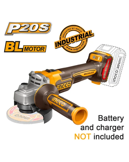 INGCO CAGLI21154 ΓΩΝΙΑΚΟΣ ΤΡΟΧΟΣ ΜΠΑΤΑΡΙΑΣ 115mm 20V Li-Ion SOLO