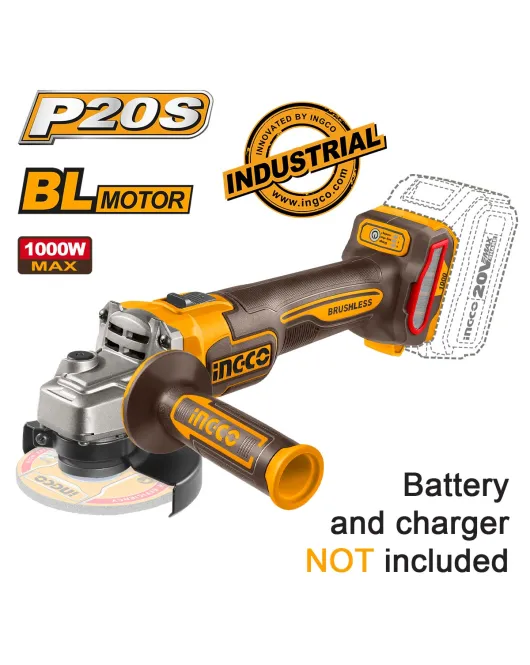 INGCO CAGLI27153 ΓΩΝΙΑΚΟΣ ΤΡΟΧΟΣ ΜΠΑΤΑΡΙΑΣ 115mm 20V Li-Ion SOLO