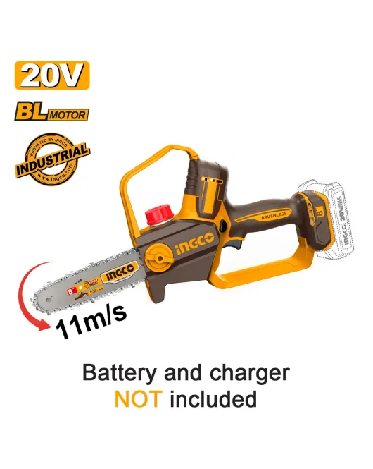 INGCO CGSLI2088 Αλυσοπρίονο Μπαταρίας 20V Li-Ion με λάμα 8"/20cm SOLO