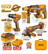 INGCO CKLI202598E Εργαλεία Μπαταρίας 20V Li-Ion Σετ 3 τμχ.