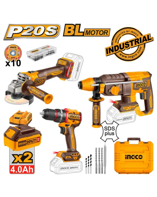 INGCO COSLI241198E Εργαλεία Μπαταρίας 20V Li-Ion Σετ 3 τμχ.
