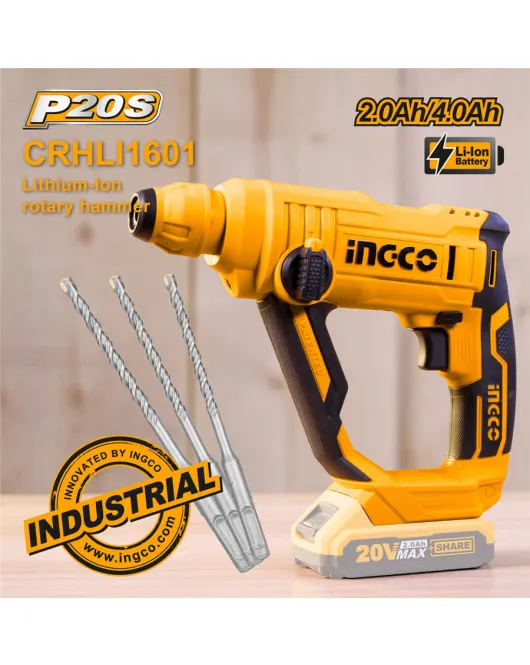 INGCO CRHLI1601 ΠΕΡΙΣΤΡΟΦΙΚΟ ΚΡΟΥΣΤΙΚΟ ΜΠΑΤΑΡΙΑΣ 20V Li-Ion SOLO